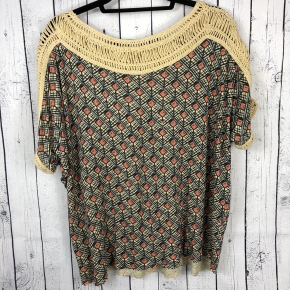 🚫sold eBay🚫 Free People • Crochet Contrast Shirt - Picture 4 of 6